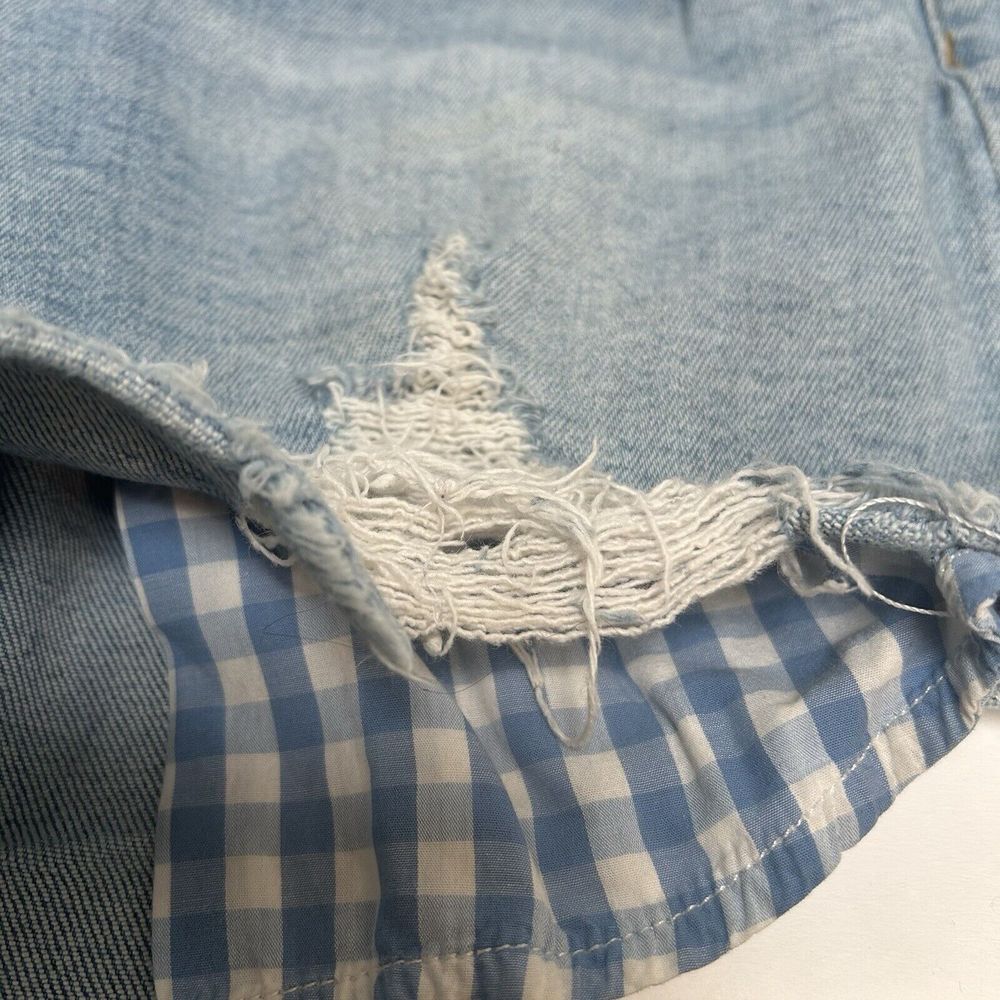 Judy Blue Gingham Patch Denim Cutoff Distressed Shorts Size 1XL Style #150007 - Picture 4 of 6